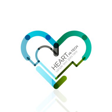 Logo aşk kalp, doğrusal geometrik iş simgesi