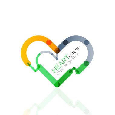 Logo aşk kalp, doğrusal geometrik iş simgesi