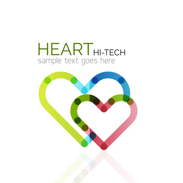 Logo liefde hart, abstracte lineaire geometrische business pictogram — Stockvector