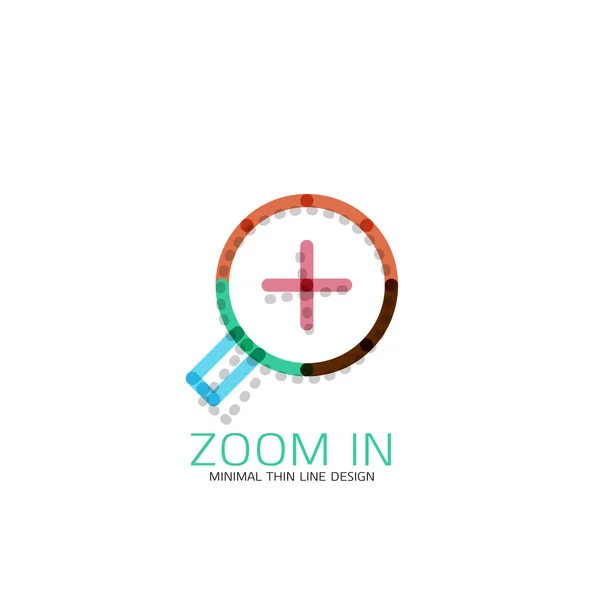 Vector thin line design logo magnifying glass, search and find or zoom logotype concept. Linear minimalistic business icon — Stock Vector