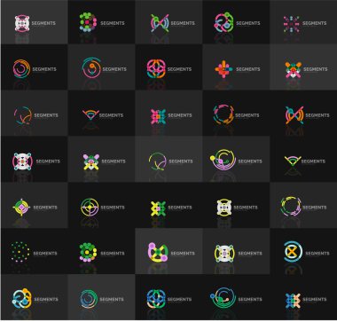 Dizi Vektör Lineer logotypes, geometrik soyut semboller, zarif simgeleri