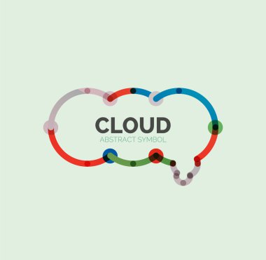 Düz doğrusal tasarım konuşma bulut logosunu görmeniz gerekir. Konuşma balonu, modern geometrik endüstriyel ince satırı simgesi