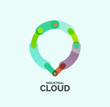 Düz doğrusal tasarım konuşma bulut logosunu görmeniz gerekir. Konuşma balonu, modern geometrik endüstriyel ince satırı simgesi