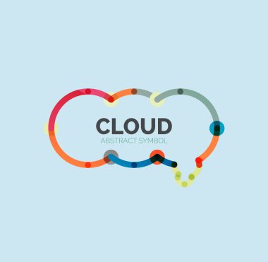 Düz doğrusal tasarım konuşma bulut logosunu görmeniz gerekir. Konuşma balonu, modern geometrik endüstriyel ince satırı simgesi