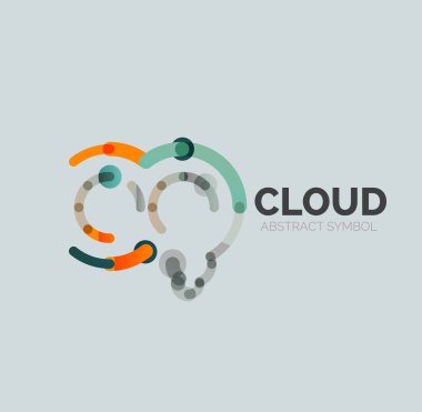 Düz doğrusal tasarım konuşma bulut logosunu görmeniz gerekir. Konuşma balonu, modern geometrik endüstriyel ince satırı simgesi