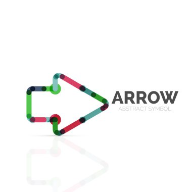 Doğrusal ok soyut logosu, bağlı Doğrusal işaretçi şekil hatlarının çok renkli kesimleri