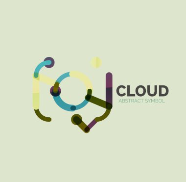 Düz doğrusal tasarım konuşma bulut logosunu görmeniz gerekir. Konuşma balonu, modern geometrik endüstriyel ince satırı simgesi