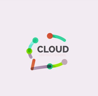 Düz doğrusal tasarım konuşma bulut logosunu görmeniz gerekir. Konuşma balonu, modern geometrik endüstriyel ince satırı simgesi