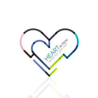 Logo aşk kalp, doğrusal geometrik iş simgesi