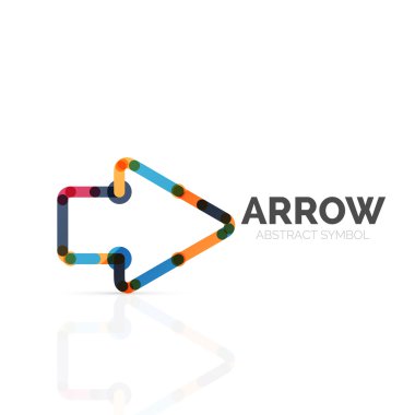 Doğrusal ok soyut logosu, bağlı Doğrusal işaretçi şekil hatlarının çok renkli kesimleri