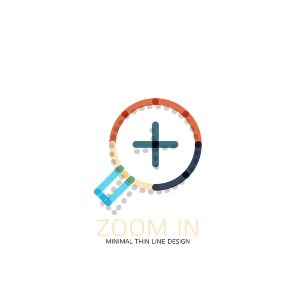 Vector thin line design logo magnifying glass, search and find or zoom logotype concept. Linear minimalistic business icon — Stock Vector