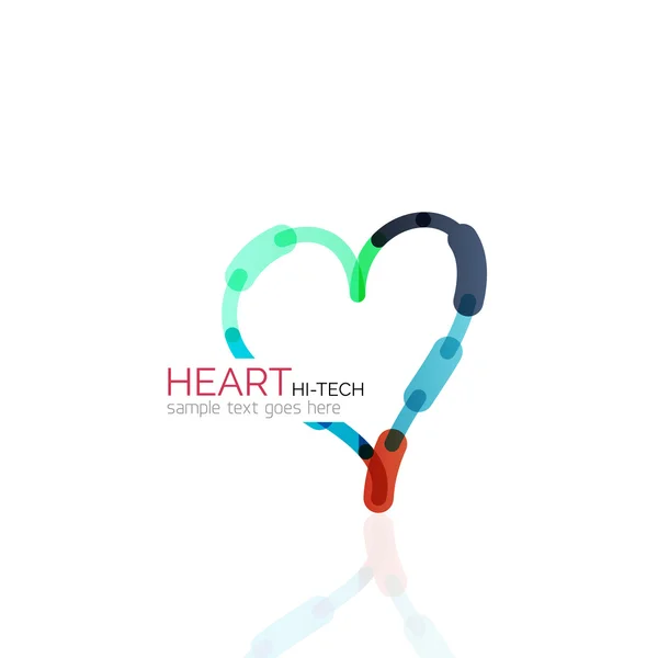 Logo coeur d'amour, abstrait linéaire géométrique icône de l'entreprise — Image vectorielle