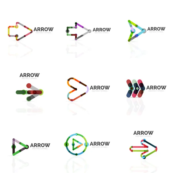 这套线性箭头抽象标识，已连接的五彩的网段线方向指针数字 — 图库矢量图片