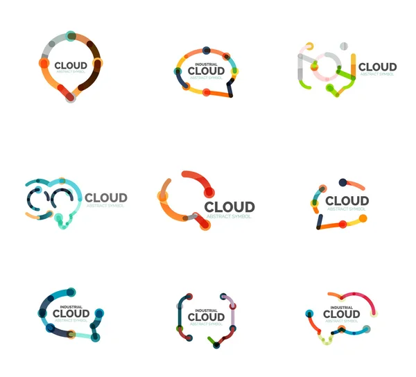 Ensemble de logos de nuages de parole de conception linéaire plate. Bulles Talk, icônes modernes géométriques ligne mince industrielle — Image vectorielle