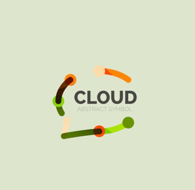 Düz doğrusal tasarım konuşma bulut logosunu görmeniz gerekir. Konuşma balonu, modern geometrik endüstriyel ince satırı simgesi