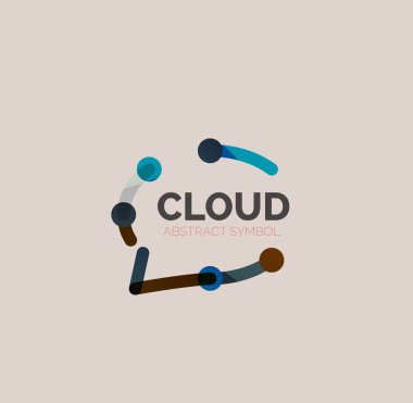 Düz doğrusal tasarım konuşma bulut logosunu görmeniz gerekir. Konuşma balonu, modern geometrik endüstriyel ince satırı simgesi