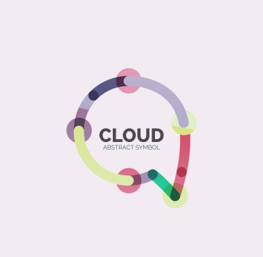 Düz doğrusal tasarım konuşma bulut logosunu görmeniz gerekir. Konuşma balonu, modern geometrik endüstriyel ince satırı simgesi