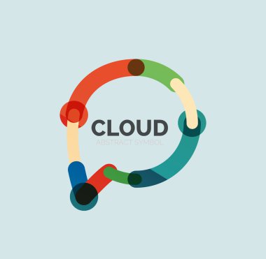 Düz doğrusal tasarım konuşma bulut logosunu görmeniz gerekir. Konuşma balonu, modern geometrik endüstriyel ince satırı simgesi