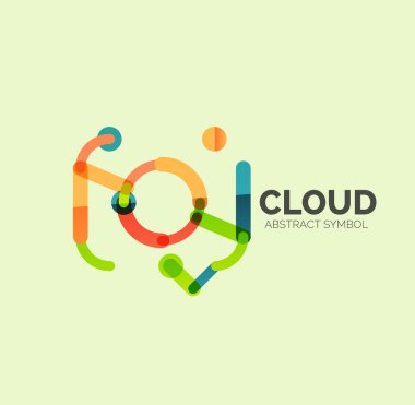 Düz doğrusal tasarım konuşma bulut logosunu görmeniz gerekir. Konuşma balonu, modern geometrik endüstriyel ince satırı simgesi