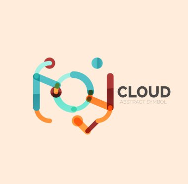 Düz doğrusal tasarım konuşma bulut logosunu görmeniz gerekir. Konuşma balonu, modern geometrik endüstriyel ince satırı simgesi