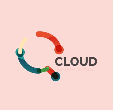 Düz doğrusal tasarım konuşma bulut logosunu görmeniz gerekir. Konuşma balonu, modern geometrik endüstriyel ince satırı simgesi