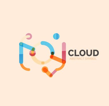 Düz doğrusal tasarım konuşma bulut logosunu görmeniz gerekir. Konuşma balonu, modern geometrik endüstriyel ince satırı simgesi