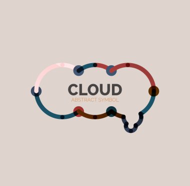 Düz doğrusal tasarım konuşma bulut logosunu görmeniz gerekir. Konuşma balonu, modern geometrik endüstriyel ince satırı simgesi