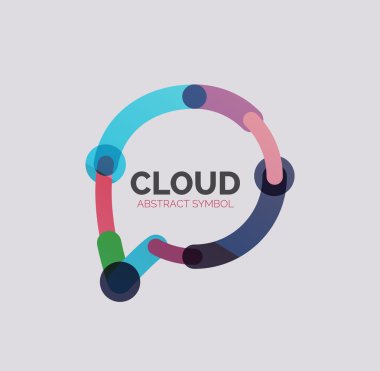 Düz doğrusal tasarım konuşma bulut logosunu görmeniz gerekir. Konuşma balonu, modern geometrik endüstriyel ince satırı simgesi