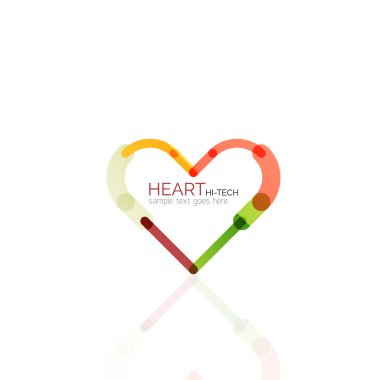 Logo aşk kalp, doğrusal geometrik iş simgesi