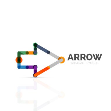 Doğrusal ok soyut logosu, bağlı Doğrusal işaretçi şekil hatlarının çok renkli kesimleri