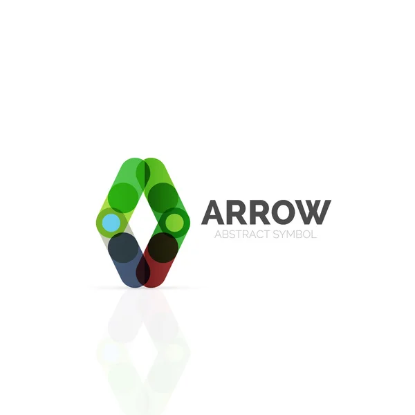 Logo astratto a freccia lineare, segmenti multicolori collegati di linee in figura puntatore direzionale — Vettoriale Stock