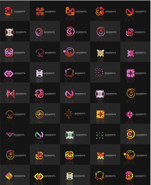 Dizi Vektör Lineer logotypes, geometrik soyut semboller, zarif simgeleri