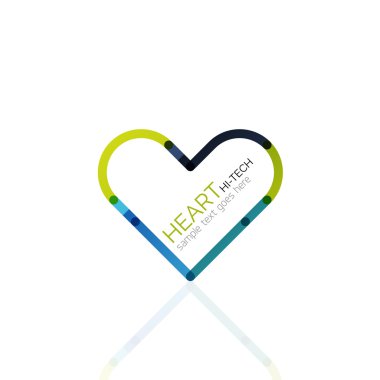 Logo aşk kalp, doğrusal geometrik iş simgesi