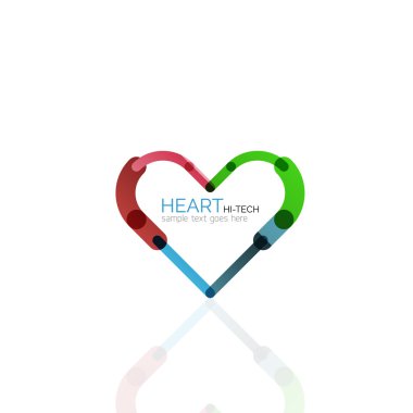 Logo aşk kalp, doğrusal geometrik iş simgesi