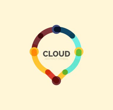 Düz doğrusal tasarım konuşma bulut logosunu görmeniz gerekir. Konuşma balonu, modern geometrik endüstriyel ince satırı simgesi