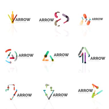 Doğrusal ok soyut logolar, Doğrusal işaretçi rakamlar satırlarında bağlı çok renkli kesimleri kümesi