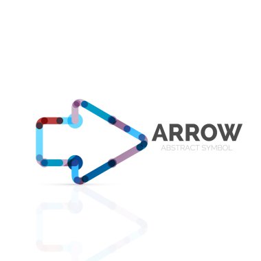 Doğrusal ok soyut logosu, bağlı Doğrusal işaretçi şekil hatlarının çok renkli kesimleri