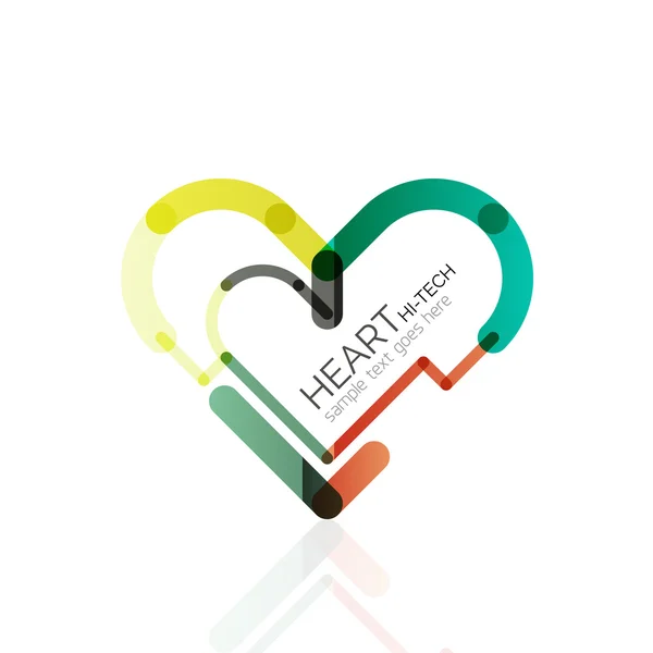 Logo liefde hart, abstracte lineaire geometrische business pictogram — Stockvector