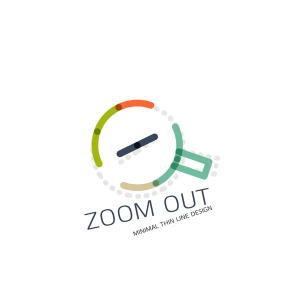 Vector thin line design logo magnifying glass, search and find or zoom logotype concept. Linear minimalistic business icon — Stock Vector