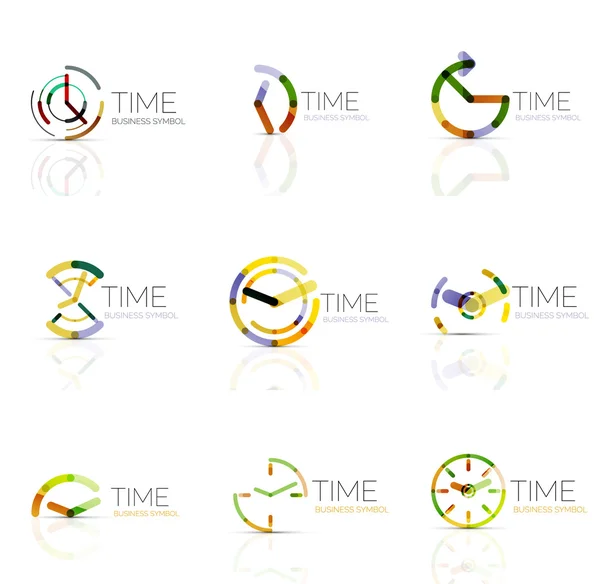 Conjunto de logotipo abstrato de tempo linear, segmentos multicoloridos conectados — Vetor de Stock