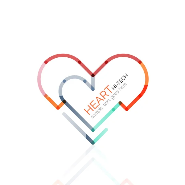 Logo love heart, astratto lineare geometrica icona di business — Vettoriale Stock