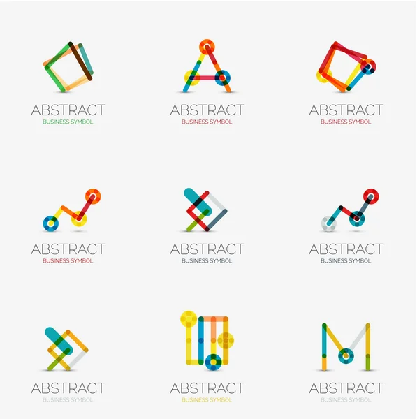 Ensemble d'icônes géométriques abstraites linéaires et de logos — Image vectorielle