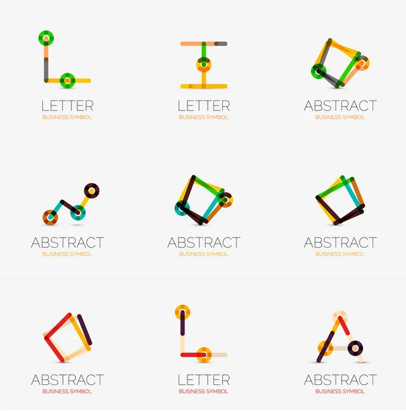 Set of linear abstract geometrical icons and logos — Stock Vector