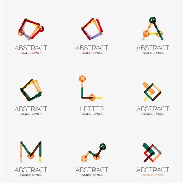 Ensemble d'icônes géométriques abstraites linéaires et de logos — Image vectorielle