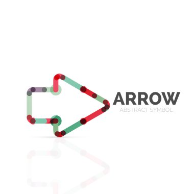 Doğrusal ok soyut logosu, bağlı Doğrusal işaretçi şekil hatlarının çok renkli kesimleri
