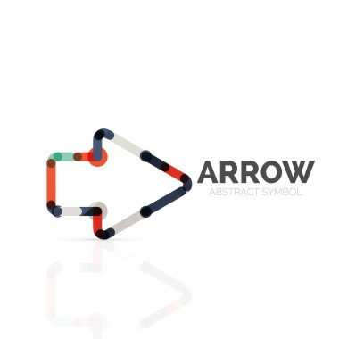 Doğrusal ok soyut logosu, bağlı Doğrusal işaretçi şekil hatlarının çok renkli kesimleri