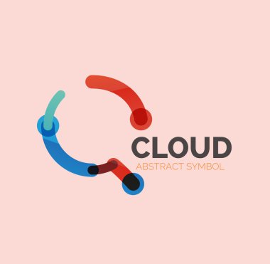 Düz doğrusal tasarım konuşma bulut logosunu görmeniz gerekir. Konuşma balonu, modern geometrik endüstriyel ince satırı simgesi