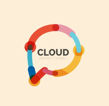 Düz doğrusal tasarım konuşma bulut logosunu görmeniz gerekir. Konuşma balonu, modern geometrik endüstriyel ince satırı simgesi