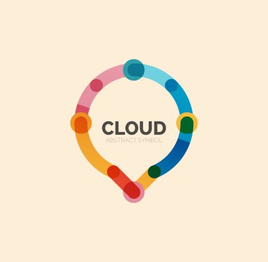 Düz doğrusal tasarım konuşma bulut logosunu görmeniz gerekir. Konuşma balonu, modern geometrik endüstriyel ince satırı simgesi