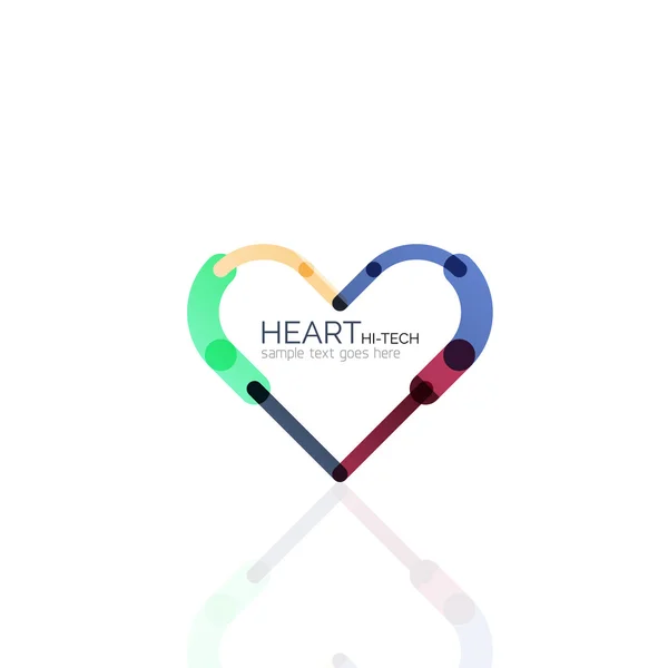 Logo love heart, astratto lineare geometrica icona di business — Vettoriale Stock